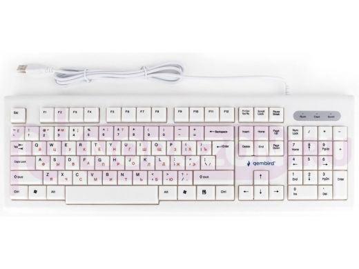 Клавиатура проводная Gembird KB-8354U, USB, бежевый/белый,104 клавиши,кабель 1,45м