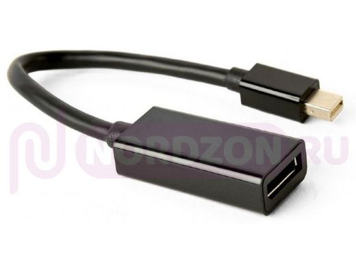 Переходник miniDisplayPort -> DisplayPort, Cablexpert A-mDPM-DPF4K-01, 4K, 20M/20F, длина 16см, черн
