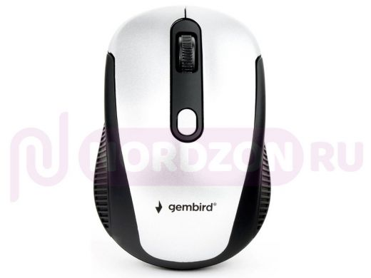 Мышь беспров. Gembird MUSW-420-4, 2.4ГГц, серебряный, 4кн, 1600DPI, блистер