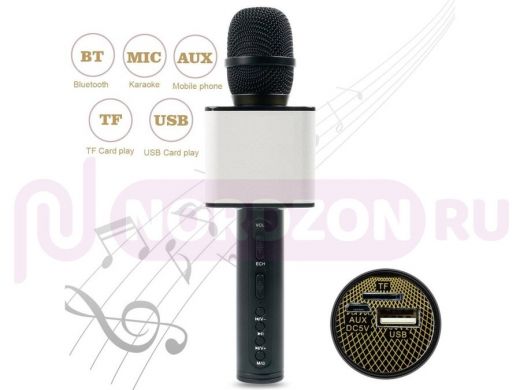 Микрофон караоке, SDRD SD-08 Черный Микрофон (Bluetooth, динамики, USB)