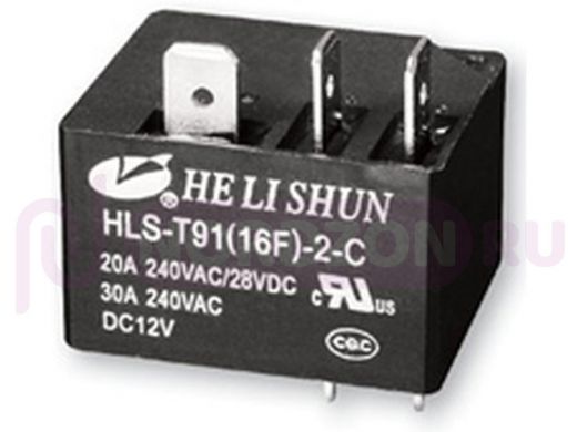 Электромагнитное реле  HLS-T91(16F)-3 (DC24V-30A-1C) 50x25x27 контакты под разъем 6,3mm'