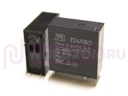 Электромагнитное реле  TRA4 (DC24V-10A-1A) 24,5х10х25 4к. (Tianbo)  контакты под пайку