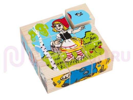 Кубики "Герои сказок" 9 шт.  игрушки из дерева