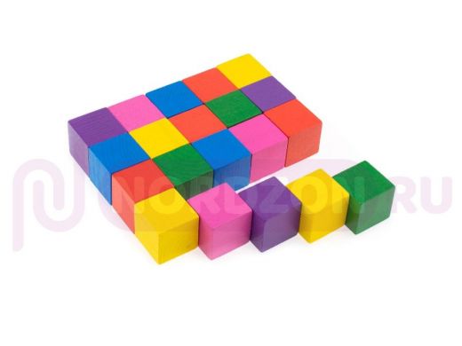 Кубики цветные 20 шт  игрушки из дерева