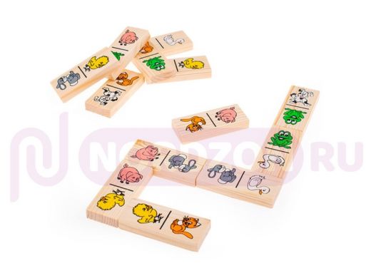 Домино "Животные" (28 деталей)  игрушки из дерева
