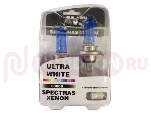 Газонаполненные лампы AVS SPECTRAS Xenon 5000K H4 12V 65/75W, комплект 2+2 (T-10) шт.