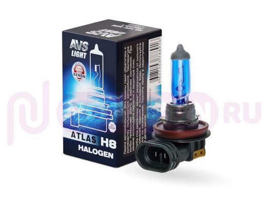 Галогенная лампа AVS ATLAS BOX/5000К/ H8.12V.35W.Коробка-1 шт.
