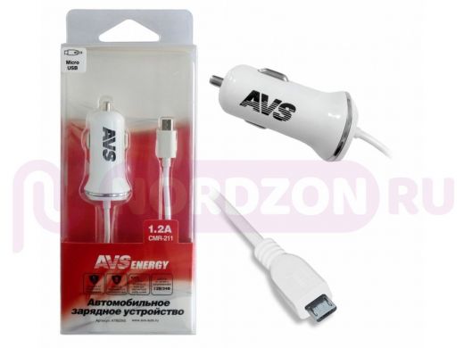 Автомобильное зарядное устройство AVS с micro USB  CMR-211 (1,2А)