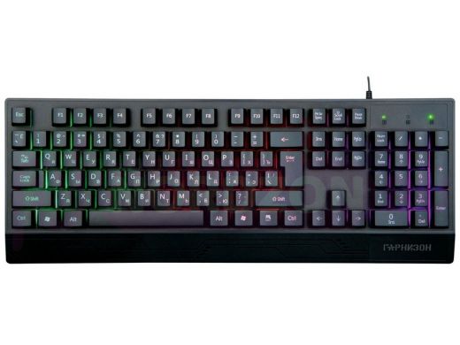 Клавиатура проводная Гарнизон GK-210G,игровая ,USB,черный,104 клавиши,подсветка Rainbow,кабель 1.5м