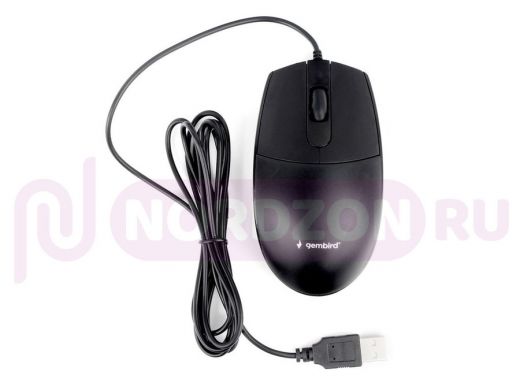 Мышь Gembird MOP-420, USB, черный, 2кн.+колесо-кнопка, 1000 DPI, кабель 1.8м