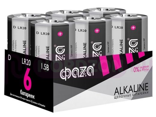 Элемент питания LR20  ФАZA   Alkaline  Pack-6
