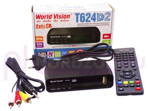 .WORLD VISION T624D2 с Wi-Fi, Долби звук, с дисплеем, Погода, IPTV, Megogo, AC3, DolbyDigital, DLNA
