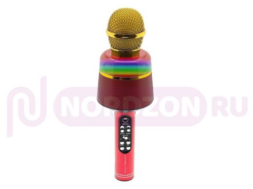 Микрофон караоке, Орбита OT-ERM10 Красный RGB  (Bluetooth, динамики, USB)