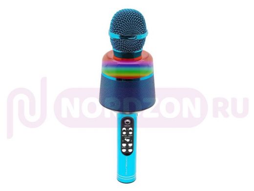 Микрофон караоке, Орбита OT-ERM10 Синий RGB (Bluetooth, динамики, USB)