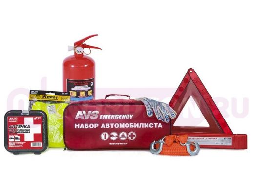 Набор автомобилиста 7 предметов AVS AN-02R (красная сумка)