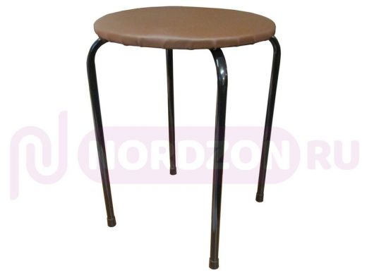 Табурет универсальный "TABURETTO-13993" круглое сиденье, чёрные ножки, коричневый верх