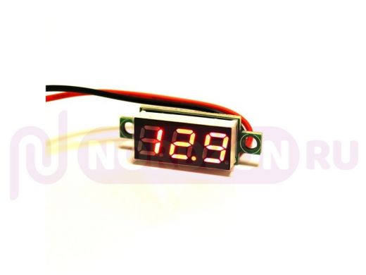 Вольтметр LED  DC (4,5-30V) 2-х пров.цифры красные (22х14х7мм) без корпусный