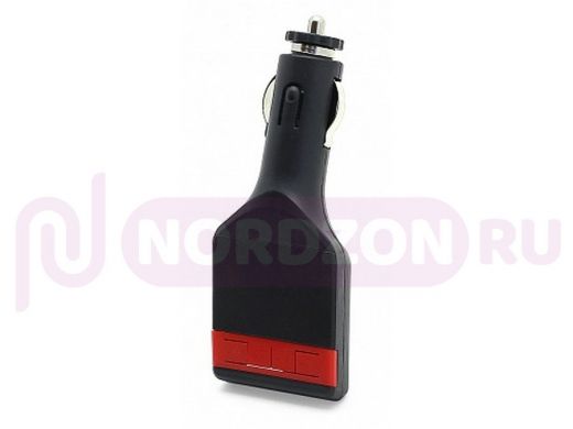 FM модулятор 04 micro SD, USB, пульт, чёрный-красный