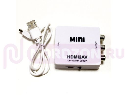 Переходник  (вход: гнездо HDMI / выход: гнезда 3*RCA) конвертер/адаптерI; HDMI-RCA 1080p NTSC, PAL
