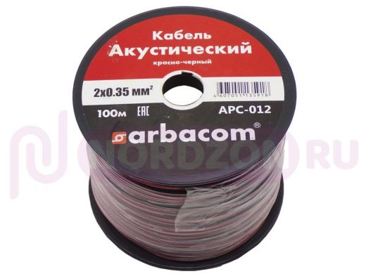 Акустический кабель красно-черный 2х0,35мм.кв (Cu+Al) APC-012, чёрно-красный/100м