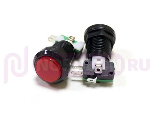 Переключатель Концевик  кнопка GMSI-7B-C (красная, LED-подсв.без фикс), (Dуст/нар-25/32мм