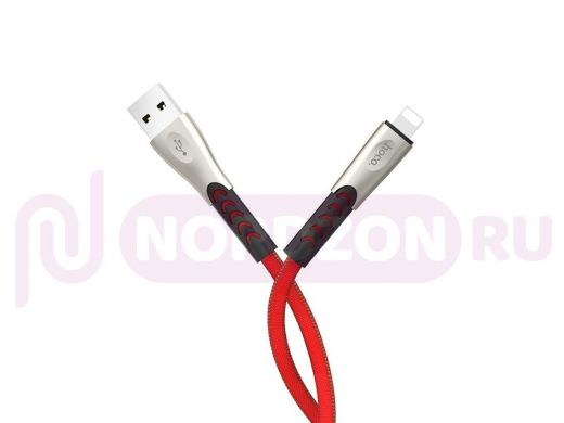 Шнур USB / Lightning (iPhone) Hoco U48 Красный кабель USB 2.4A (iOS Lighting) 1.2м