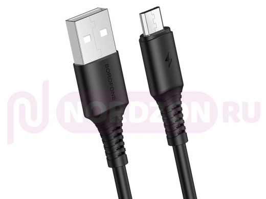 Кабель микро USB (AM/microBM)  Borofone BX47 Черный кабель USB 2.4A (microUSB) 1м