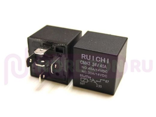 Электромагнитное реле  HLS-CMA3 (DC24V-30A-1C) 28x28x26 5к. (Ruichi) контакты под разъем 6,3mm