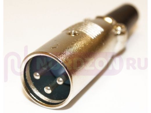 Разъём XLR (Canon) 3pin штекер на кабель, металл с хомутом