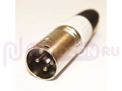 Разъём XLR (Canon) 3pin штекер на кабель, цанга, белый, 1-503