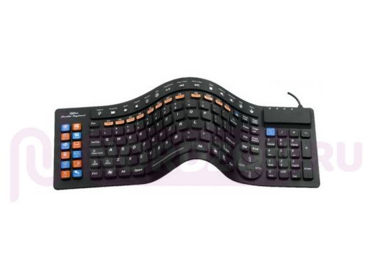 Клавиатура проводная AgeStar HSK840 гибкая (Black)combo USB+PS/2,18м/мед+6офис.клавиш