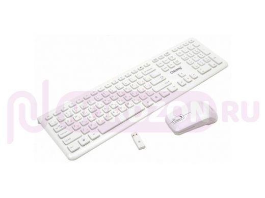 Беспроводной комплект клавиатура+мышь Chicony WUG1051 (USB) белый (клав.низкопрофильн.укороч.+оптич