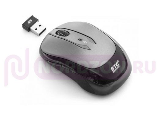 Мышь BTC M969ULIII беспроводная, лазер USB,черно-серая, 800dpi/1600dpi