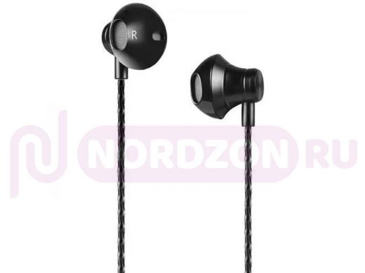 Гарнитура  Hoco M18 Gesi Metallic, микрофон, кабель 1.2м, цвет: чёрный