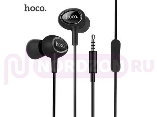 Гарнитура  Hoco M3 микрофон, кнопка ответа, кабель 1.2м, цвет: чёрный