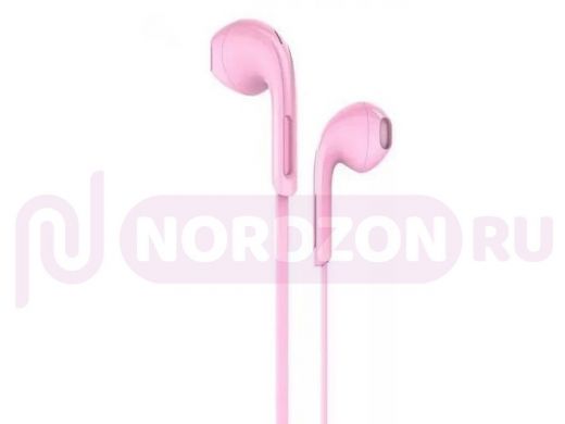 Гарнитура  Hoco M39 микрофон, кнопка ответа, кабель 1.2м, цвет: розовый