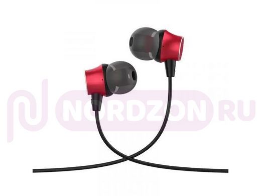 Гарнитура  Hoco M51 Proper sound, микрофон, кнопка ответа, кабель 1.2м, цвет: красный