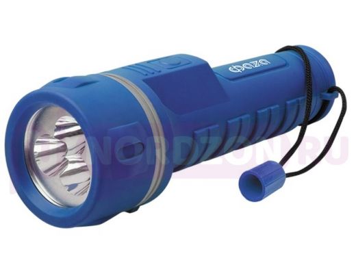 Фонарь  ФАZA R1-L3. 3 LED, ударопарочный, влагозащищенный, прорезиновое покрытие, синий, 2xD