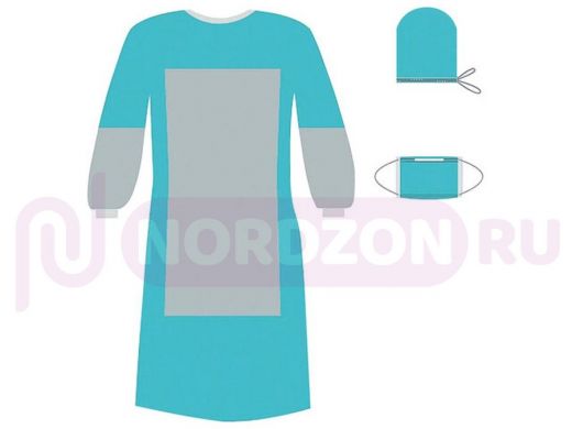 Комплект одноразовой одежды для хирурга КХ-03 с усиленной защитой ГЕКСА стерильный, 3 предмета