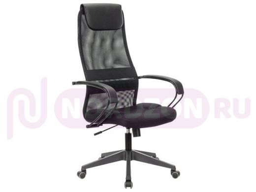 Кресло офисное BRABIX PREMIUM "Stalker EX-608 PL", ткань-сетка/кожзам, черное