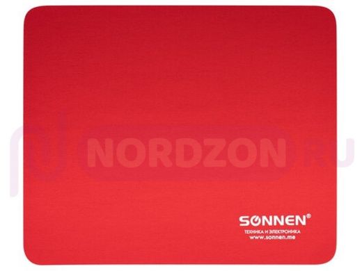 Коврик для мыши SONNEN "RED", резина + ткань, 220х180х3 мм