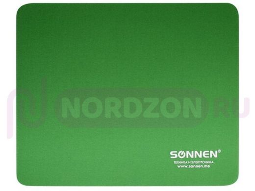 Коврик для мыши SONNEN "GREEN", резина + ткань, 220х180х3 мм