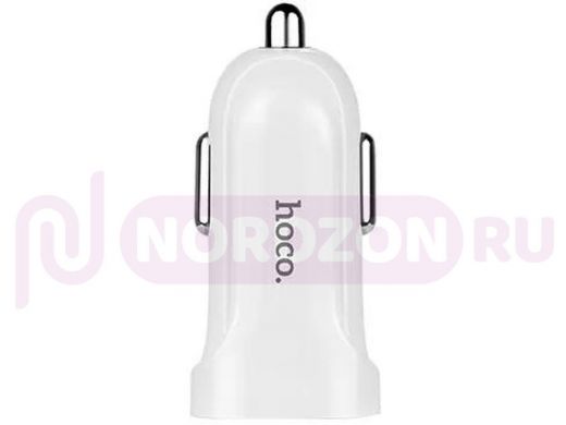Автомобильный адаптер HOCO, Z2, 1 USB, 1500mA, пластик, кабель микро USB, цвет: белый