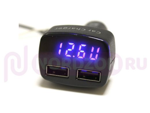 Вольтметр LED в прикуриватель 12-24V (+амперметр, термометр, 2 USB 2A)