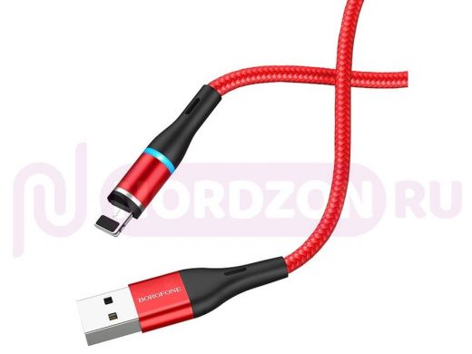 Шнур USB / Lightning (iPhone) BoroFone BU16 Красный кабель магнитный USB 2.4A (iOS Lighting) 1.2м