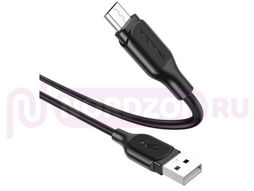 Кабель микро USB (AM/microBM)  Borofone BX42 Черный кабель USB 2.4A (microUSB) 1м