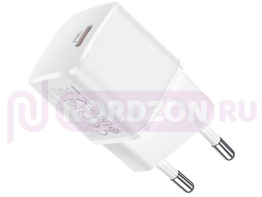 Зарядное устройство с 1USB  HOCO  N10 Белый ЗУ с USB (PD20W, 3000mA)