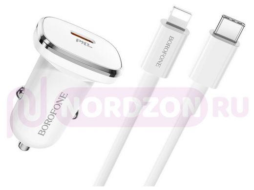 Зарядное устройство с USB  BOROFONE BZ12B iOS Lightning ЗУ авто (PD18W, 3000mA)