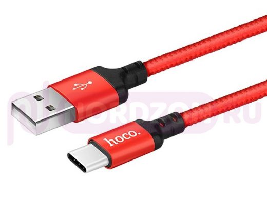 Шнур USB / Type-C HOCO X14, AM/Type-C M, черно-красный, 1м