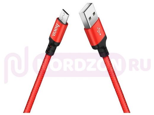 Кабель микро USB (AM/microBM)  HOCO X14, AM/microBM, черно-красный, 2м